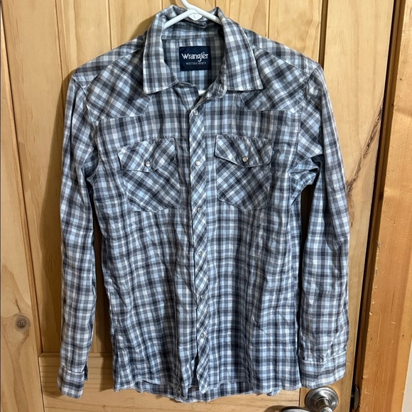 Wrangler Gray Two Tone Checkered Shirt - Picture 1 of 5